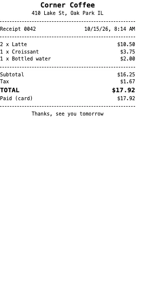 Receipt, 80mm
